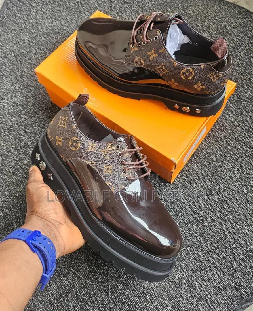 Premium Louis Vuitton Patent Monogram Platform Derby Shoes