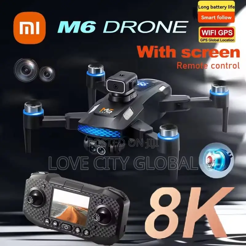 M6 Wifi Professional Drone Screen Remote Control Dual Camera 2 Battery