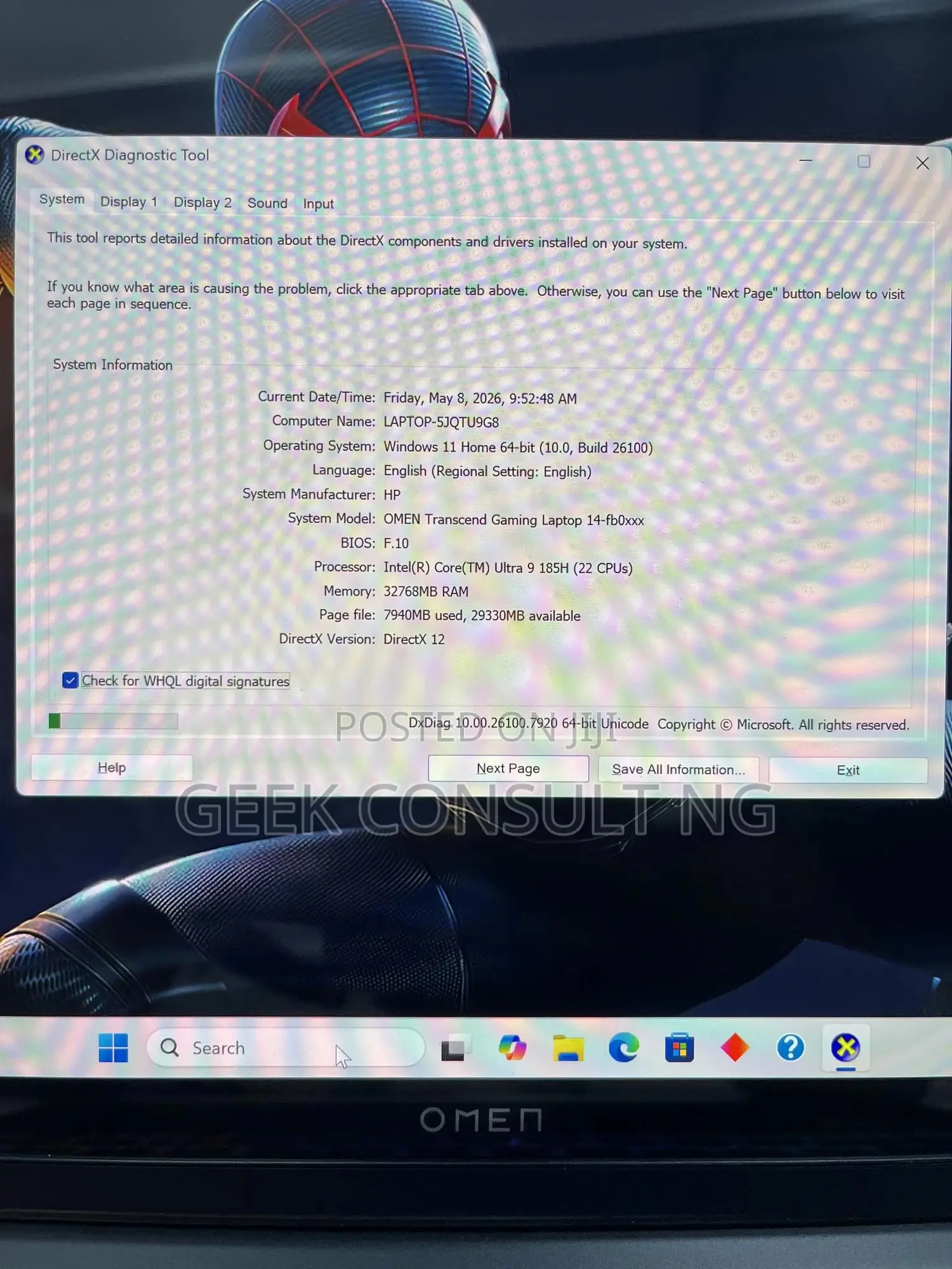 Laptop HP Omen Transcend 14-fb0023dx 32GB Intel Core Ultra 9 SSD 2T