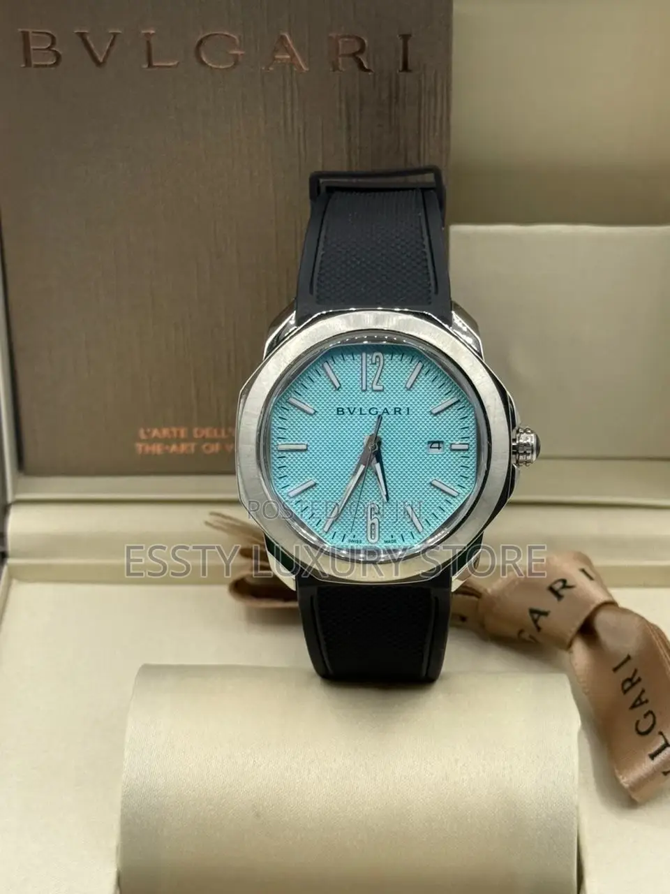 Automatic Engine Luxury Bvlgari Rubber Wristwatch