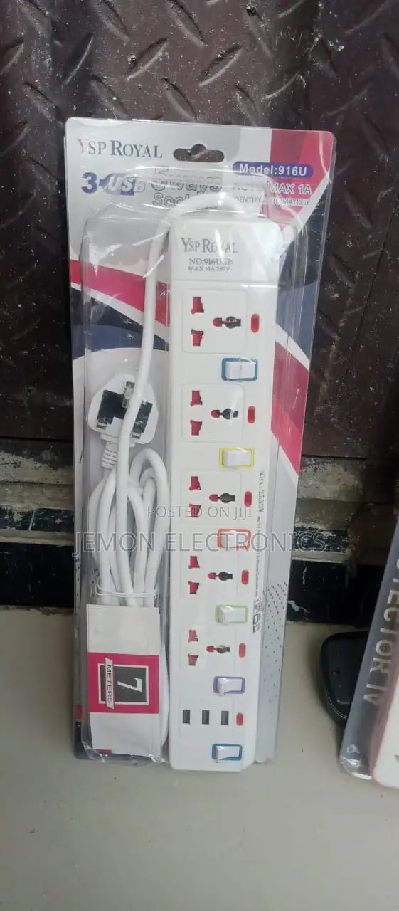 Ysp Royal No. 916usa Extension Socket – 3 Usb Ports, 10a 250v