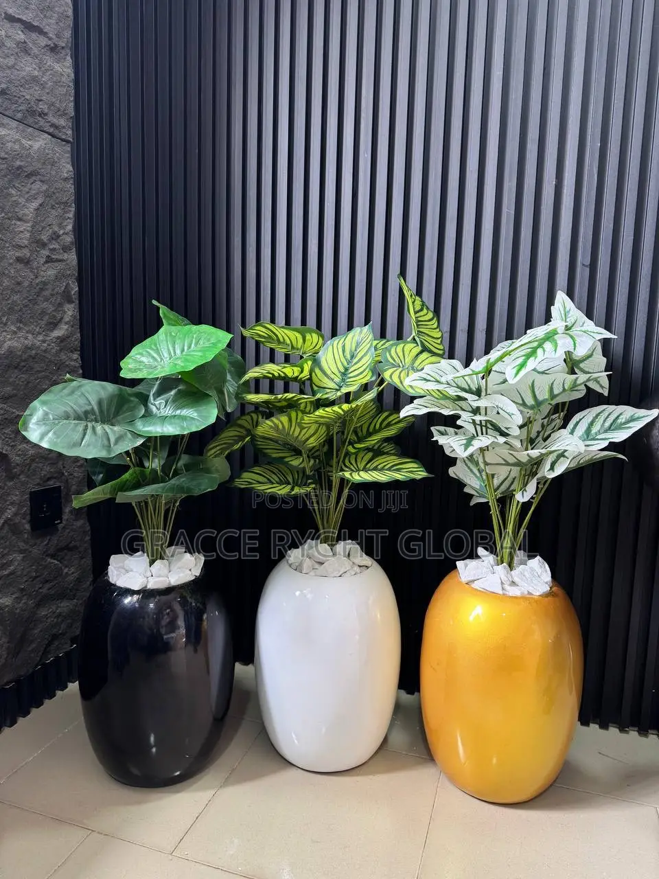 Egg Fiber Vase With Potted Plant