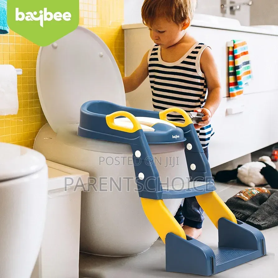Blue Folding Potty Training PVC Upholstered Seat With Step Ladder