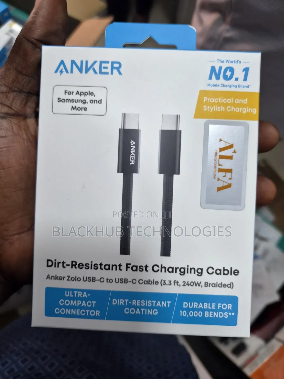 Anker Zolo 240w Usb-C to Usb-C Braided and Dirt-Free Cable