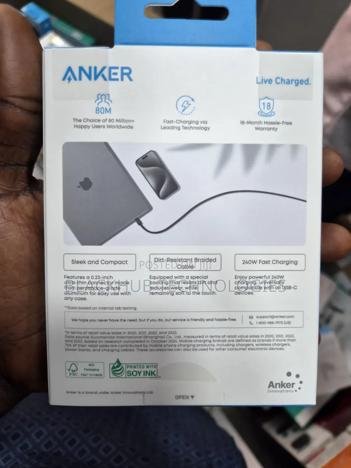 Anker Zolo 240w Usb-C to Usb-C Braided and Dirt-Free Cable