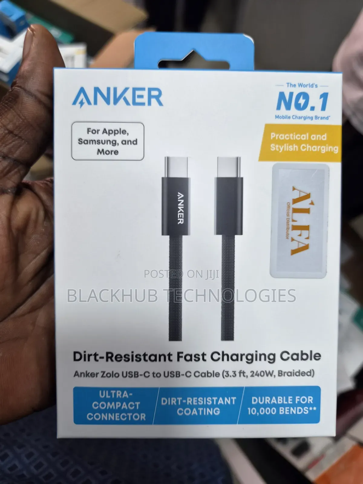 Anker Zolo 240w Usb-C to Usb-C Braided and Dirt-Free Cable