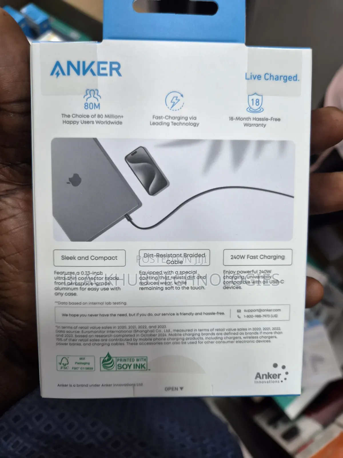 Anker Zolo 240w Usb-C to Usb-C Braided and Dirt-Free Cable