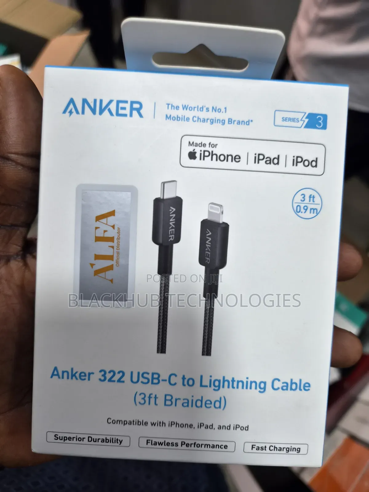 Anker 322 Usb-C to Lightning Cable 3ft Braided