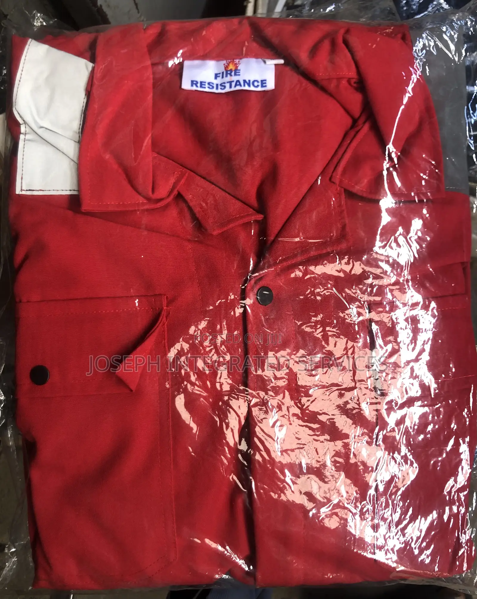 Red, Fire-resistant Industrial Work Coverall