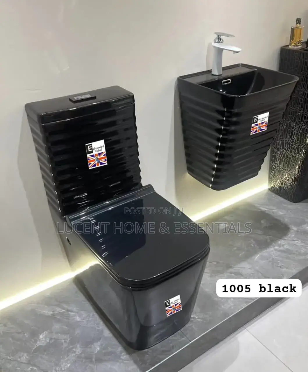 Eagles Standard England Executive Black Toilet Wall-Hung Sink Set
