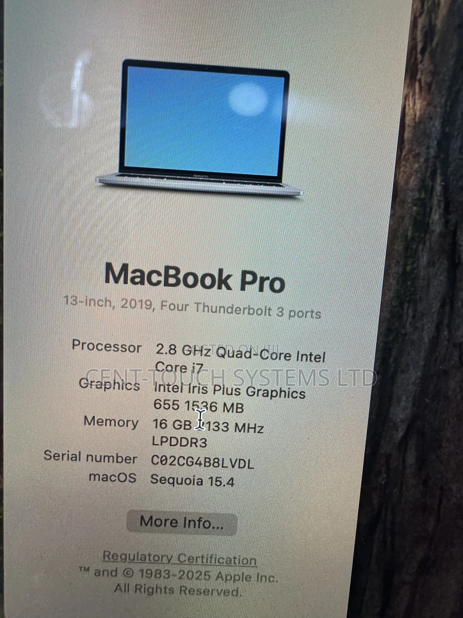 Laptop Apple MacBook Pro 2019 16GB Intel Core i7 SSD 256GB