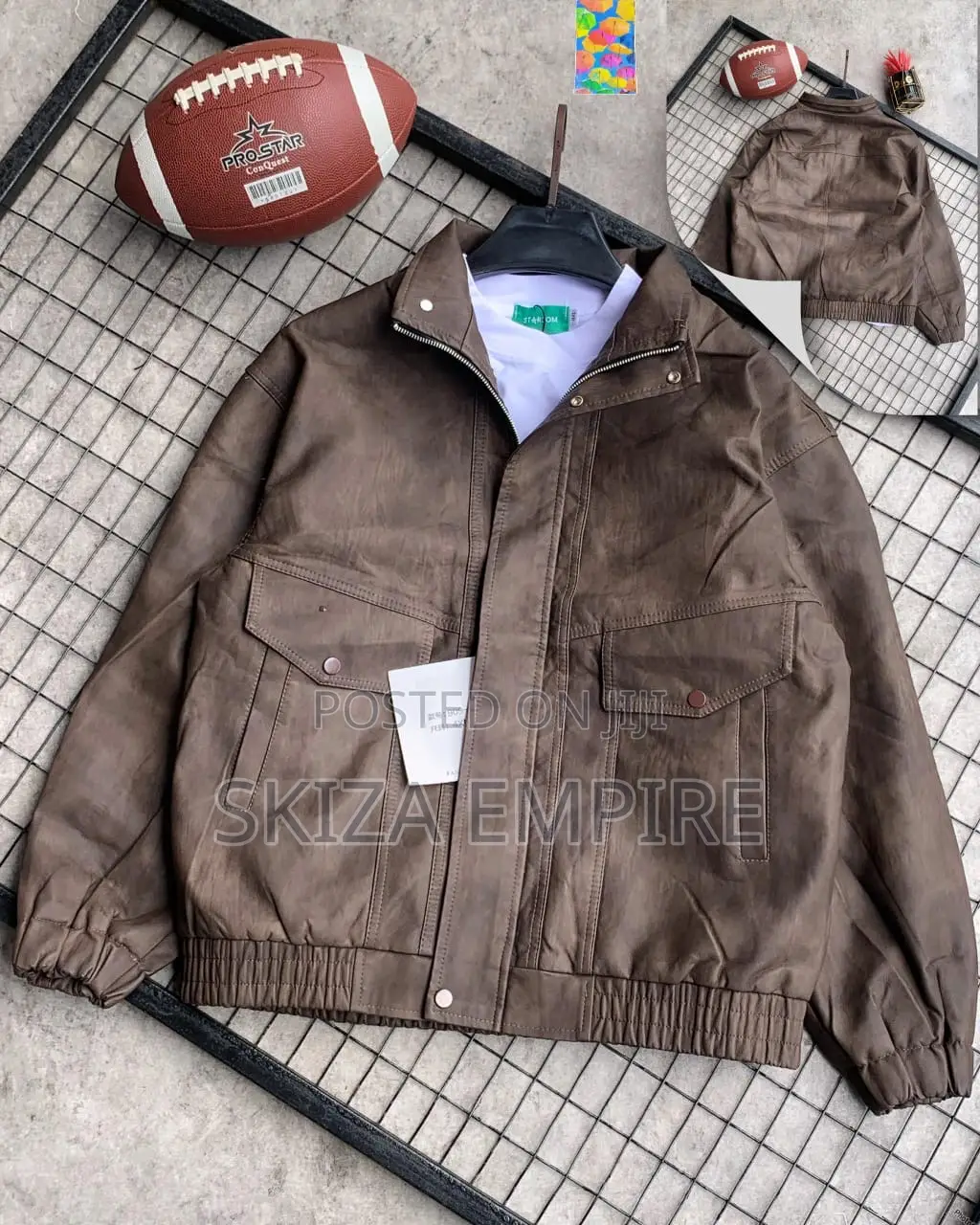 Cream-Colored Zip-Up Bomber Jacket