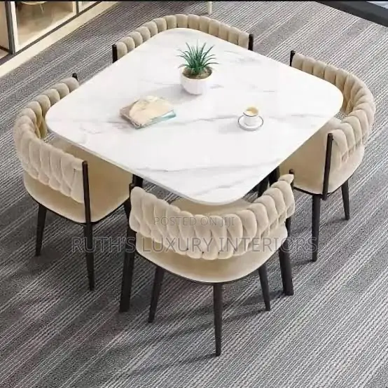 Luxury 4 Seater Marble Top Dining Set Available in Different Designs