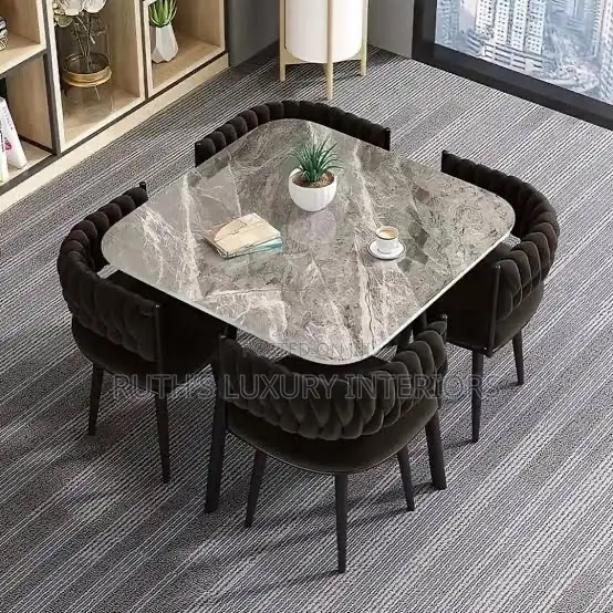 Luxury 4 Seater Marble Top Dining Set Available in Different Designs