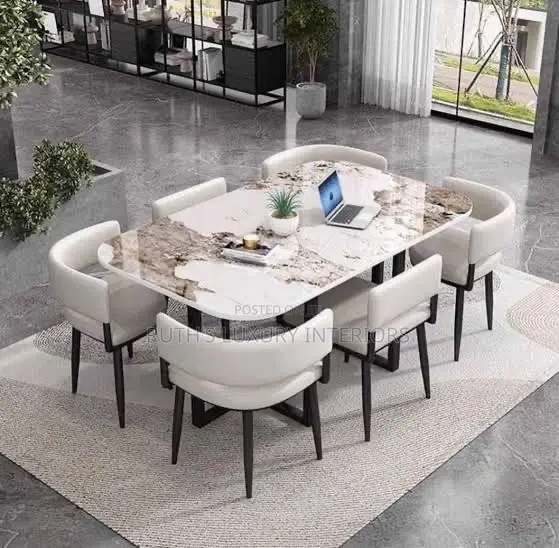 Marble 6 Seater Dining Set Furniture Available in Different Colors