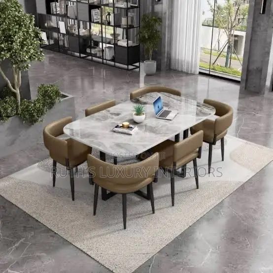 Marble 6 Seater Dining Set Furniture Available in Different Colors