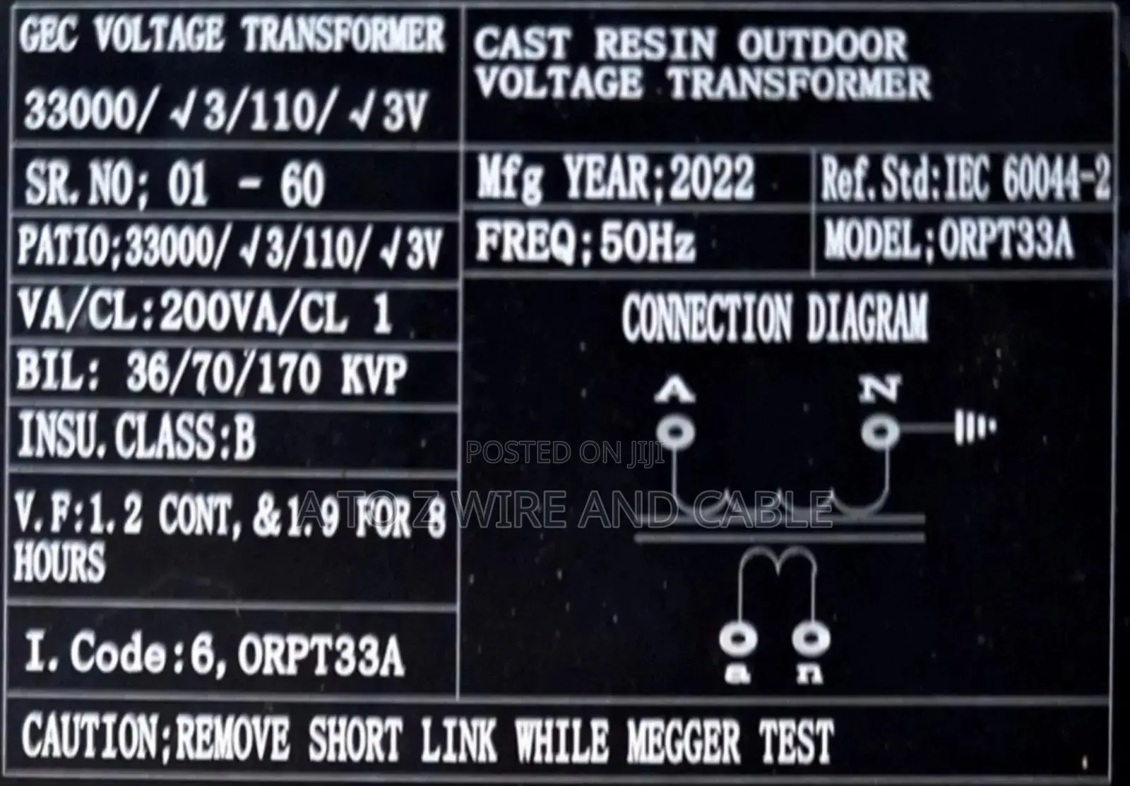 GBC 33kv Cast Resin Outdoor Voltage Transformer