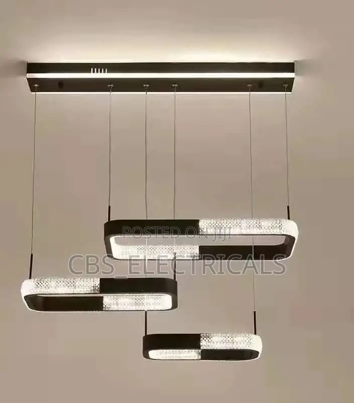 Modern Black and Crystal Rectangular Pendant Chandelier