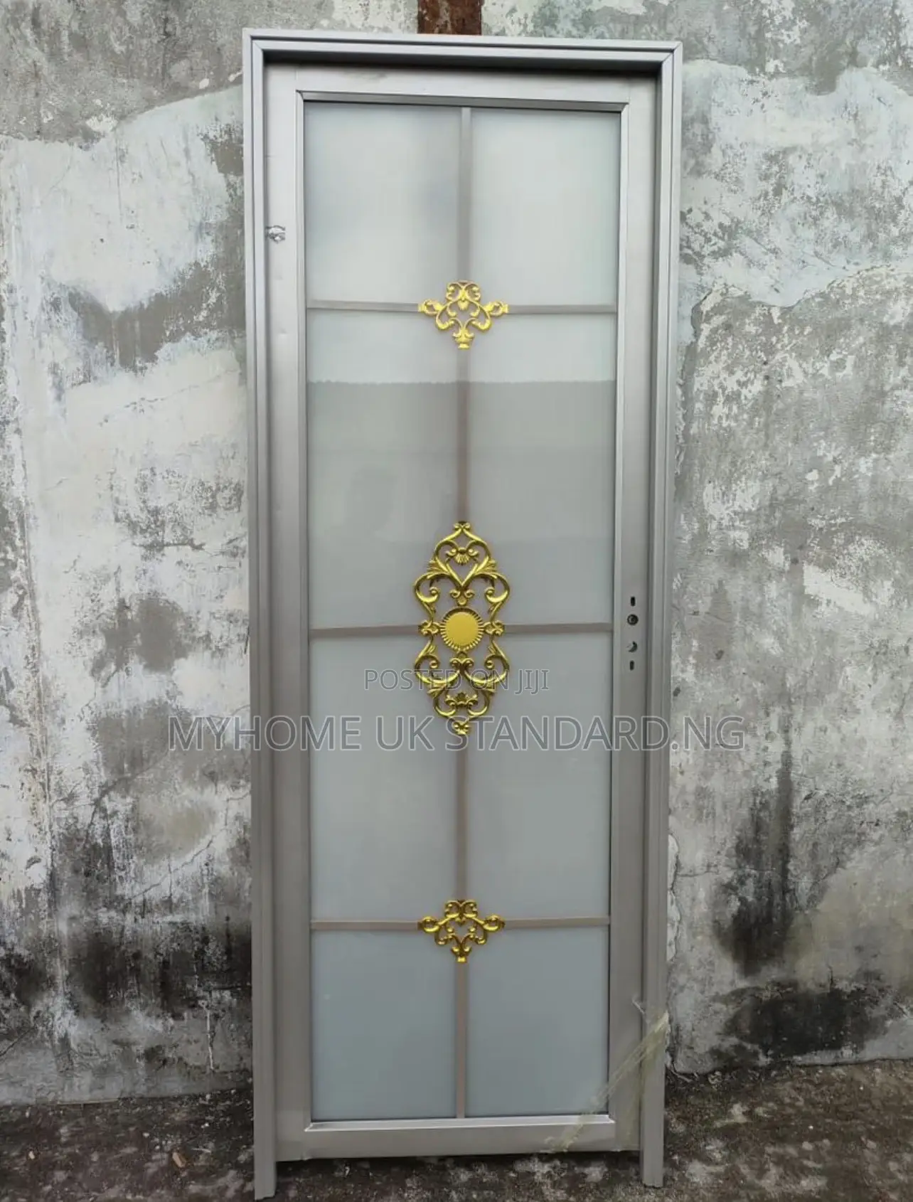 Gray Aluminum Glass Toilet and Bathroom Door