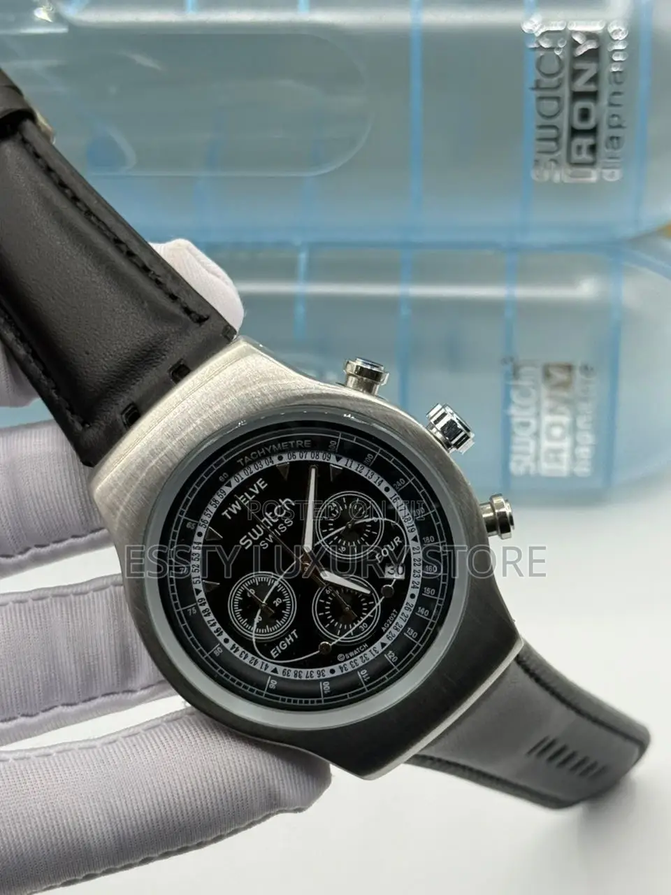 High Quality Luxury Swatch Leather Wristwatch
