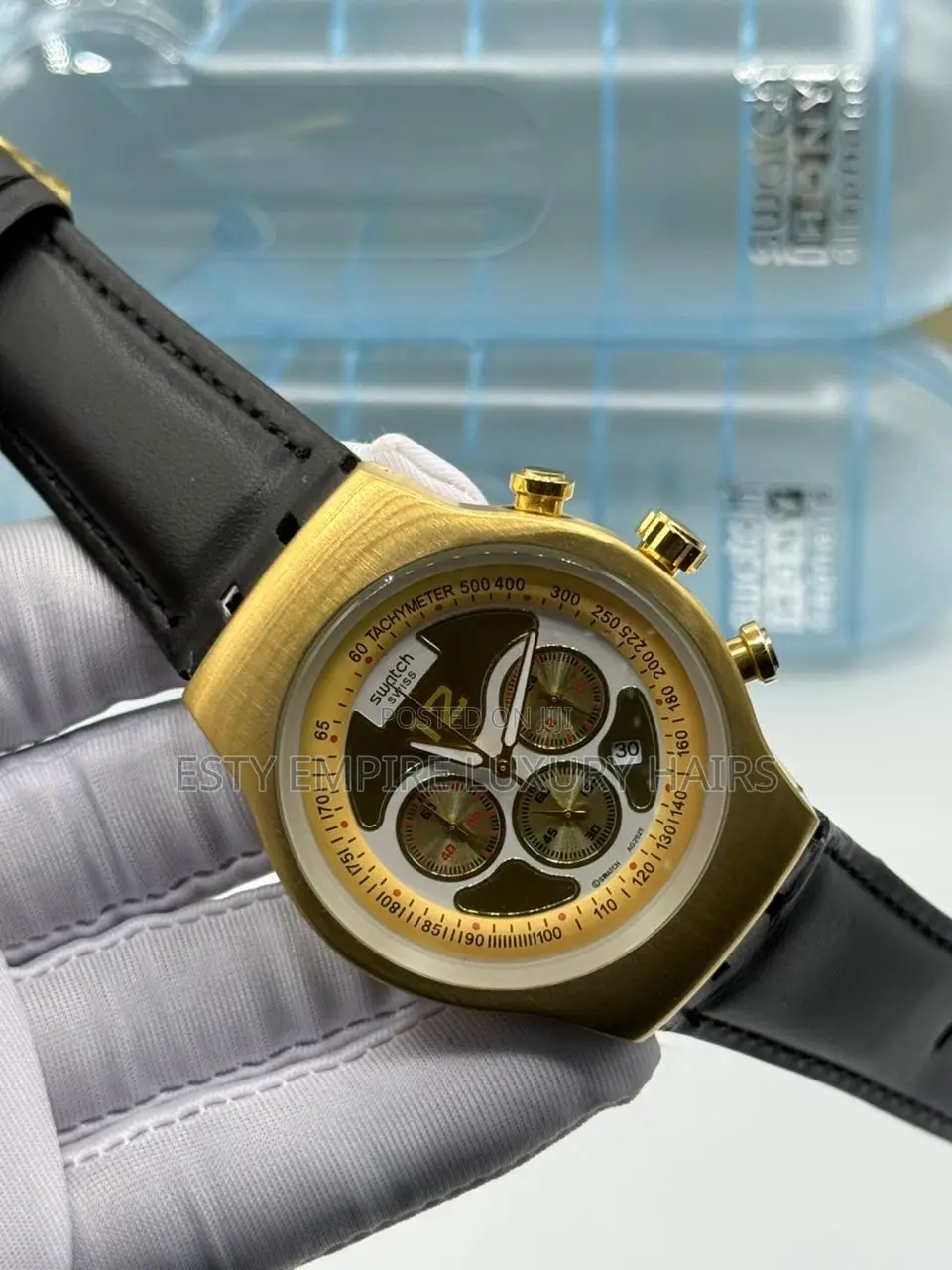 High Quality Luxury Swatch Leather Wristwatch