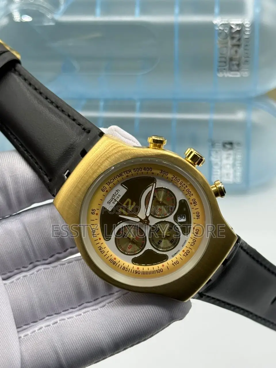 High Quality Luxury Swatch Leather Wristwatch