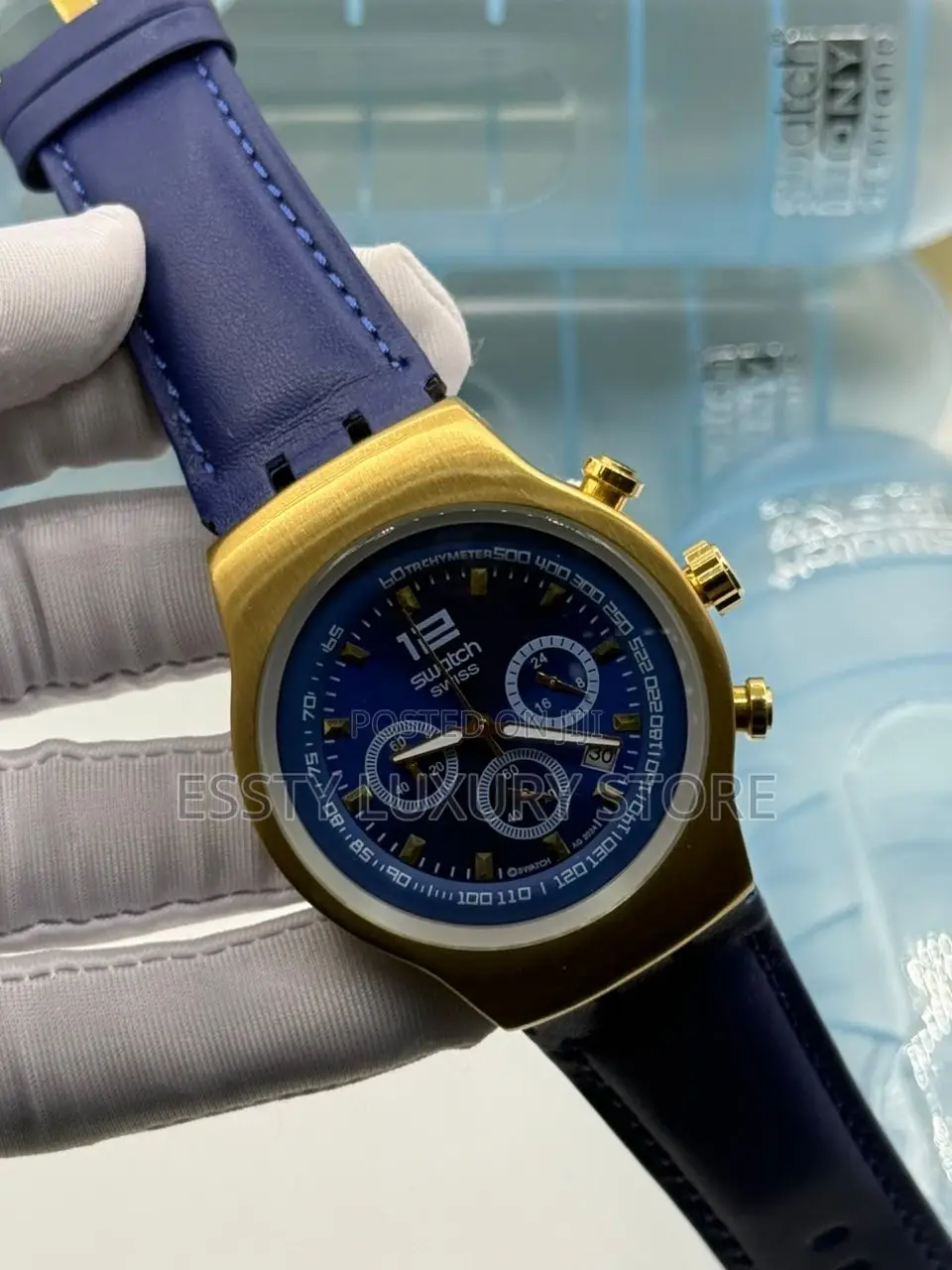 High Quality Luxury Swatch Leather Wristwatch