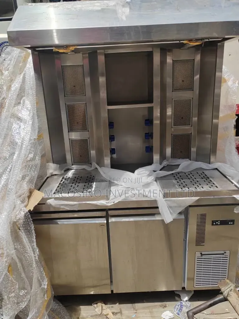 Commercial Stainless Steel Shawarma Machine With Bottom Chiller Unit