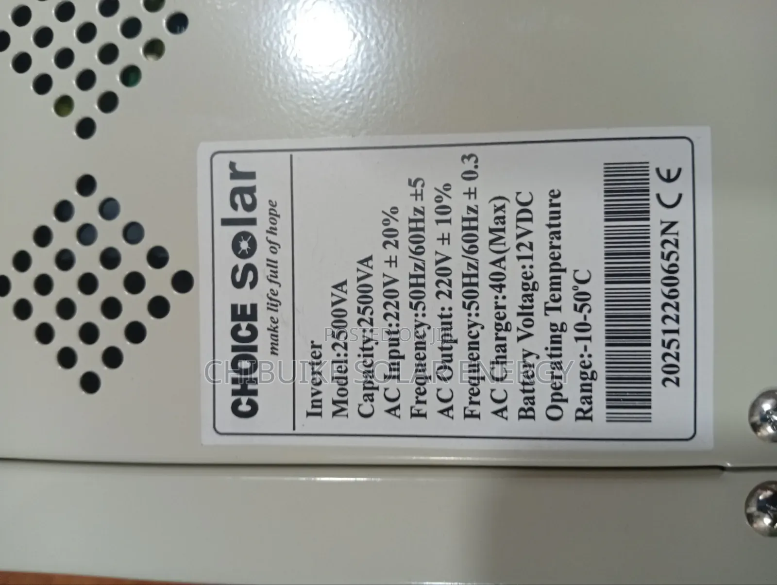Cholce Solar Inverter 2.5kva/12v