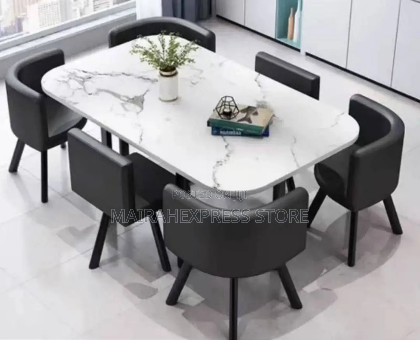 Modern Stone Dining Table and Chairs Set 6 Seater T361