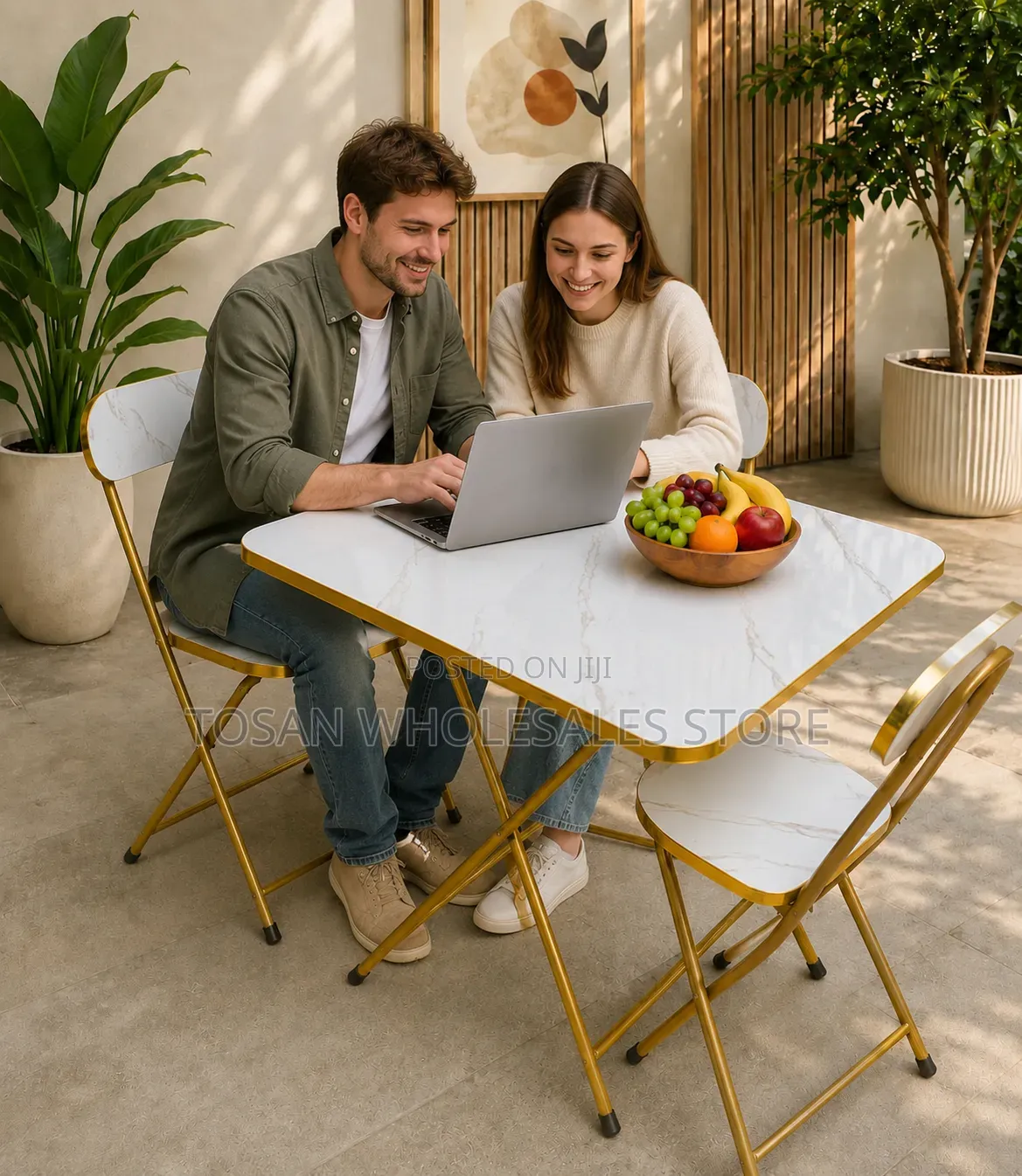 Vintage Design Foldable Table With A Chair