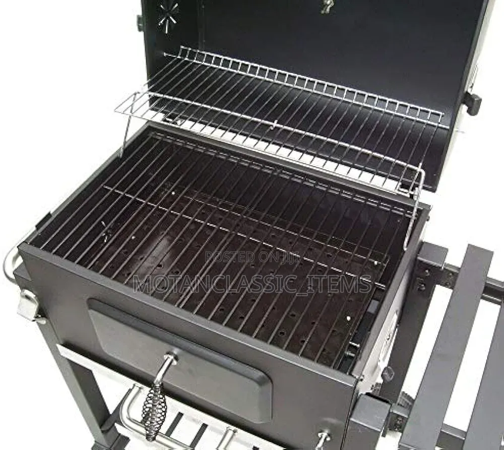 BBQ Smokeless Barbecue Charcoal Grill Trolley With Side Table