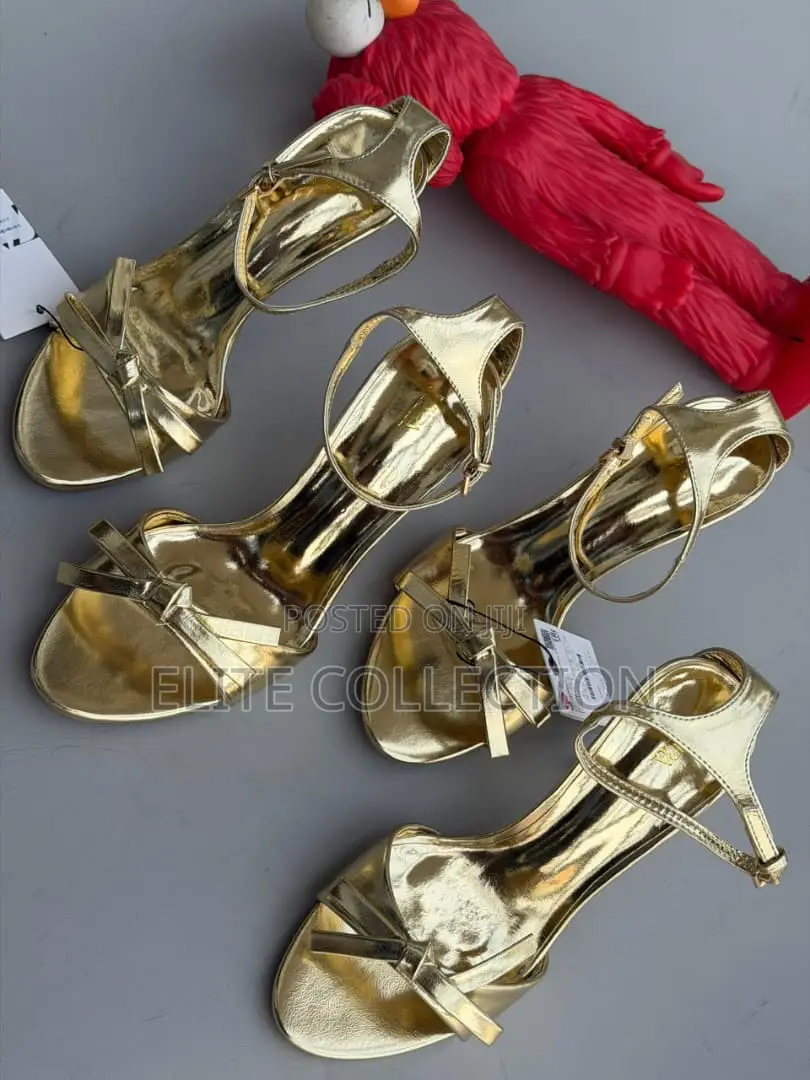 *Gold Strappy Stiletto Sandals With a Bow-Knot Size:37-42*Colour:Gold