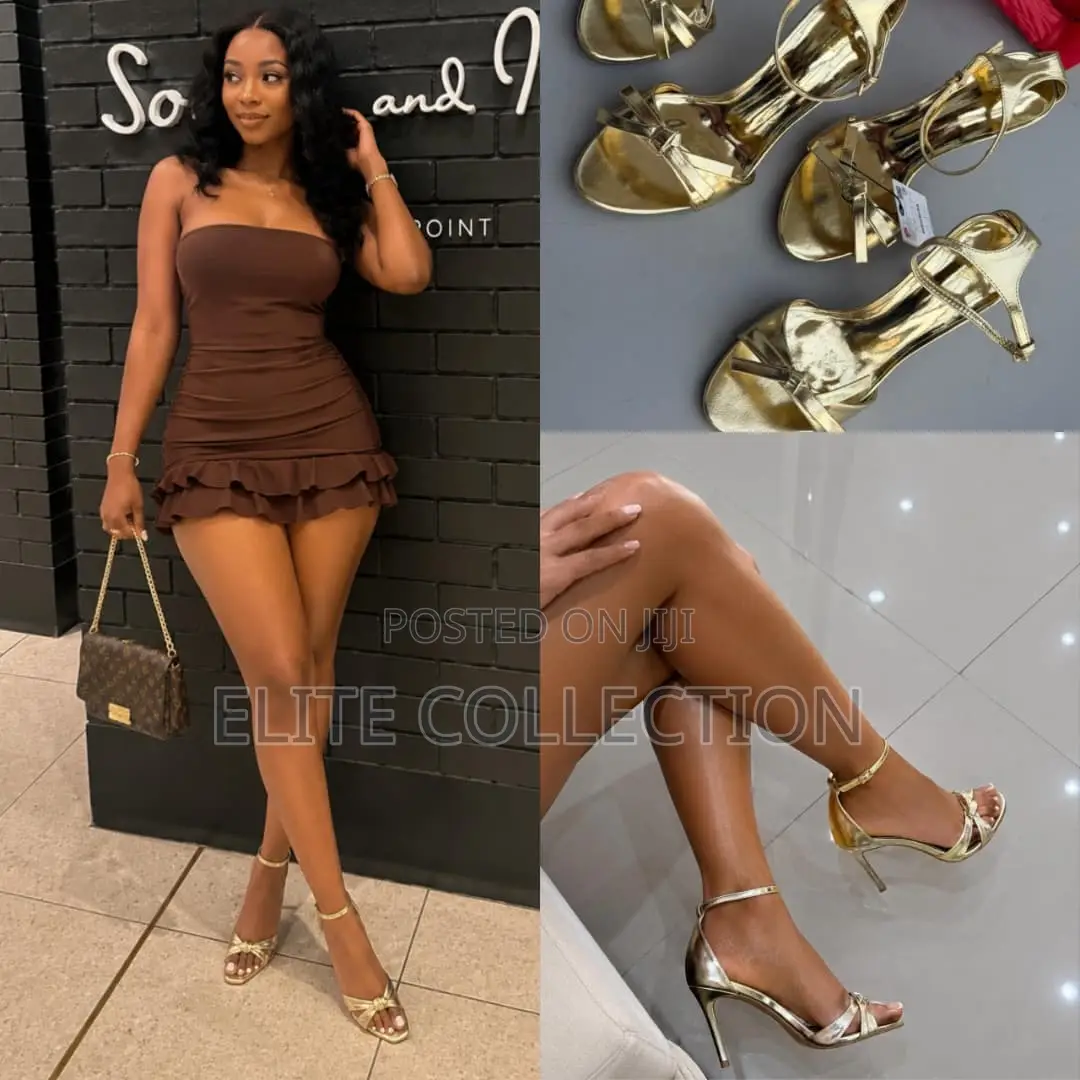 *Gold Strappy Stiletto Sandals With a Bow-Knot Size:37-42*Colour:Gold