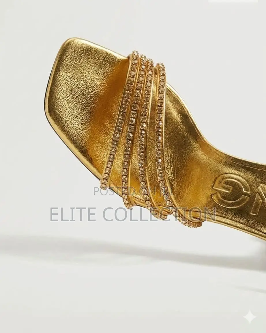 Mango Gold Stylish Heel 38-42 Brand Box