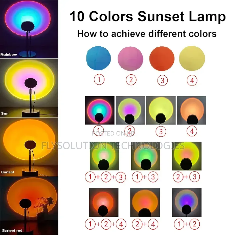 Sunset Lamp for Bedroom 10 Colors Projection Sunset Lights Decoration