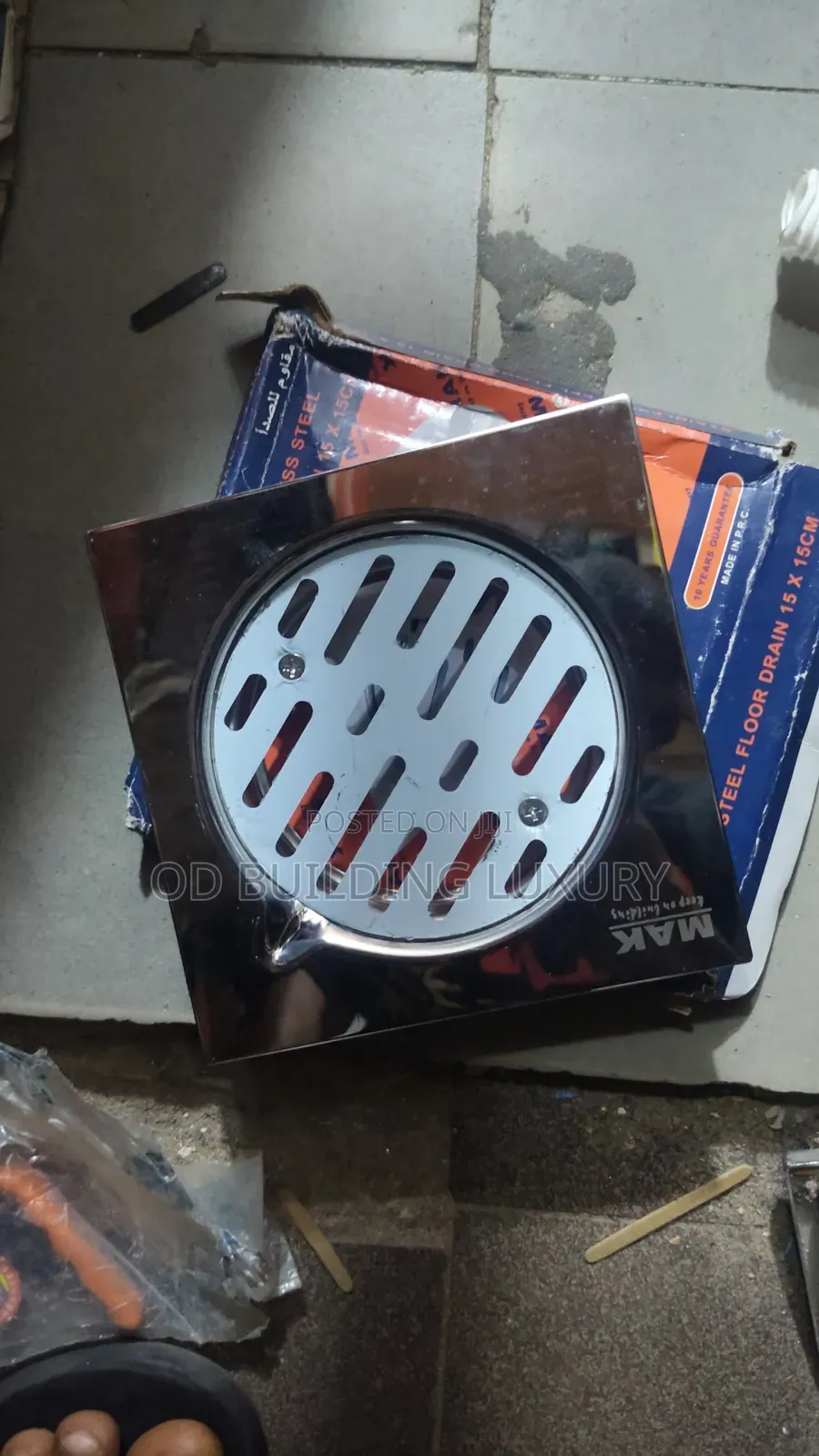 15 by 15cm Stainless Steel Square Floor Drain.