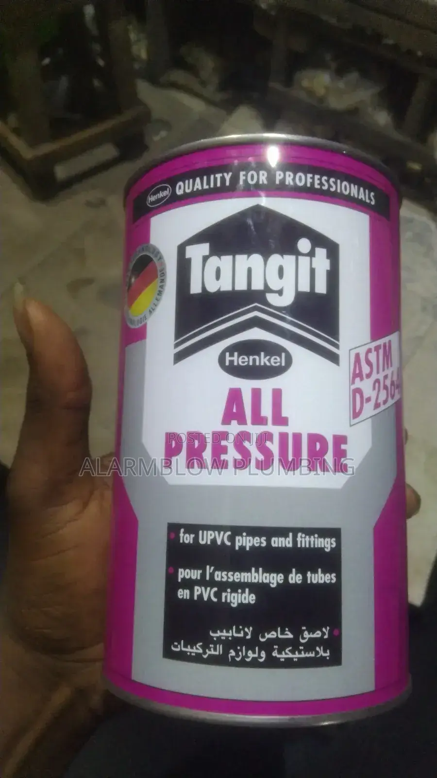 Henkel Tangit All Pressure Adhesive for Upvc Pipes.