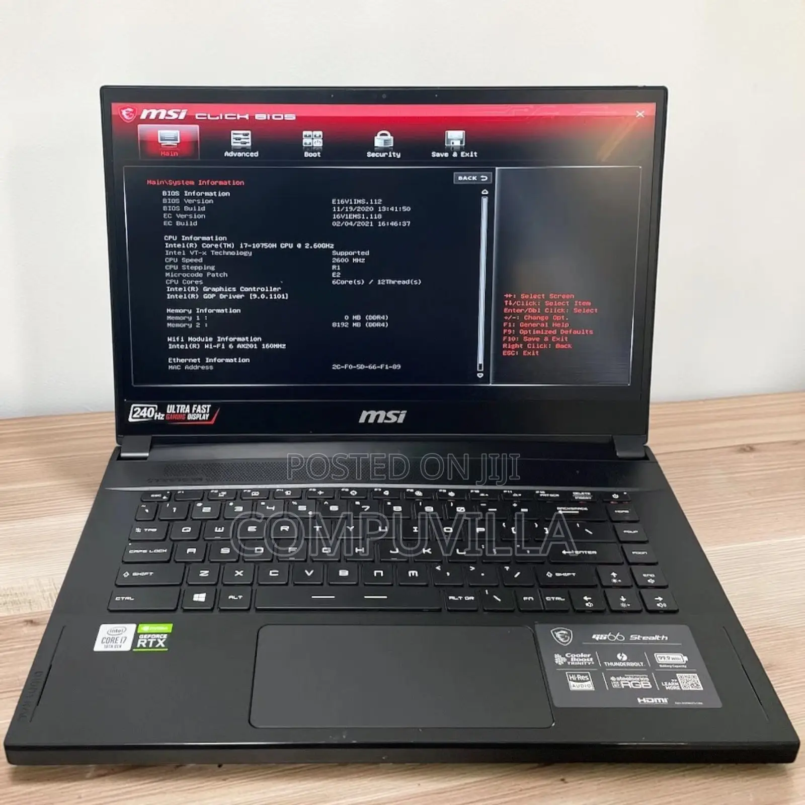 Laptop MSI GS66 Stealth 10SGS 16GB Intel Core i7 SSD 1T