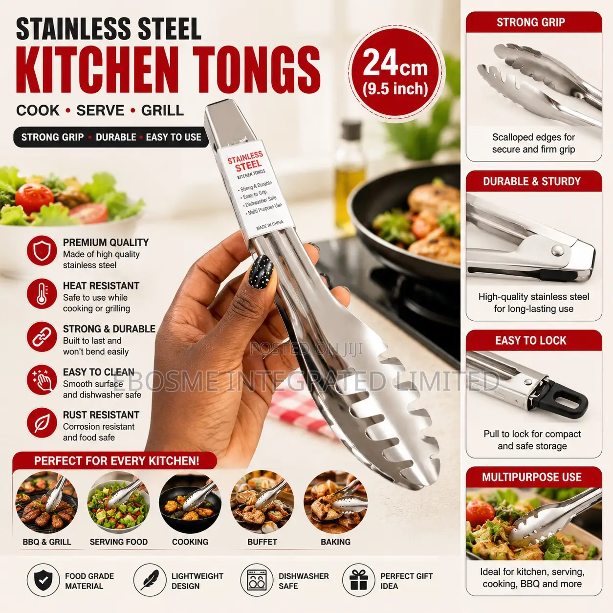 Stainless Steel Pasta Tong – Multipurpose Kitchen Serving Tong