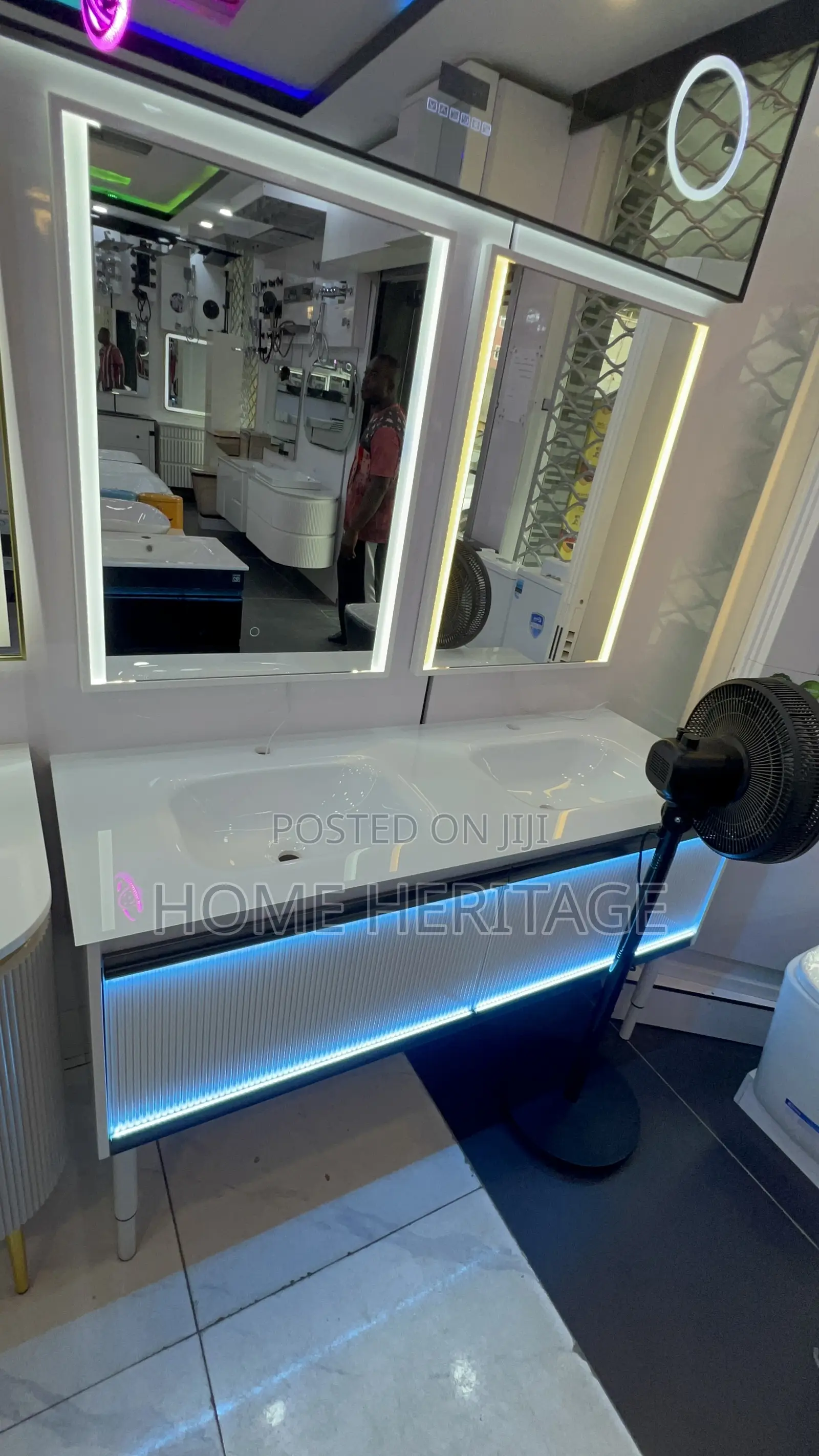 Luxury Double Bathroom Cabinet With Sensor Led Lights Sensor Mirror