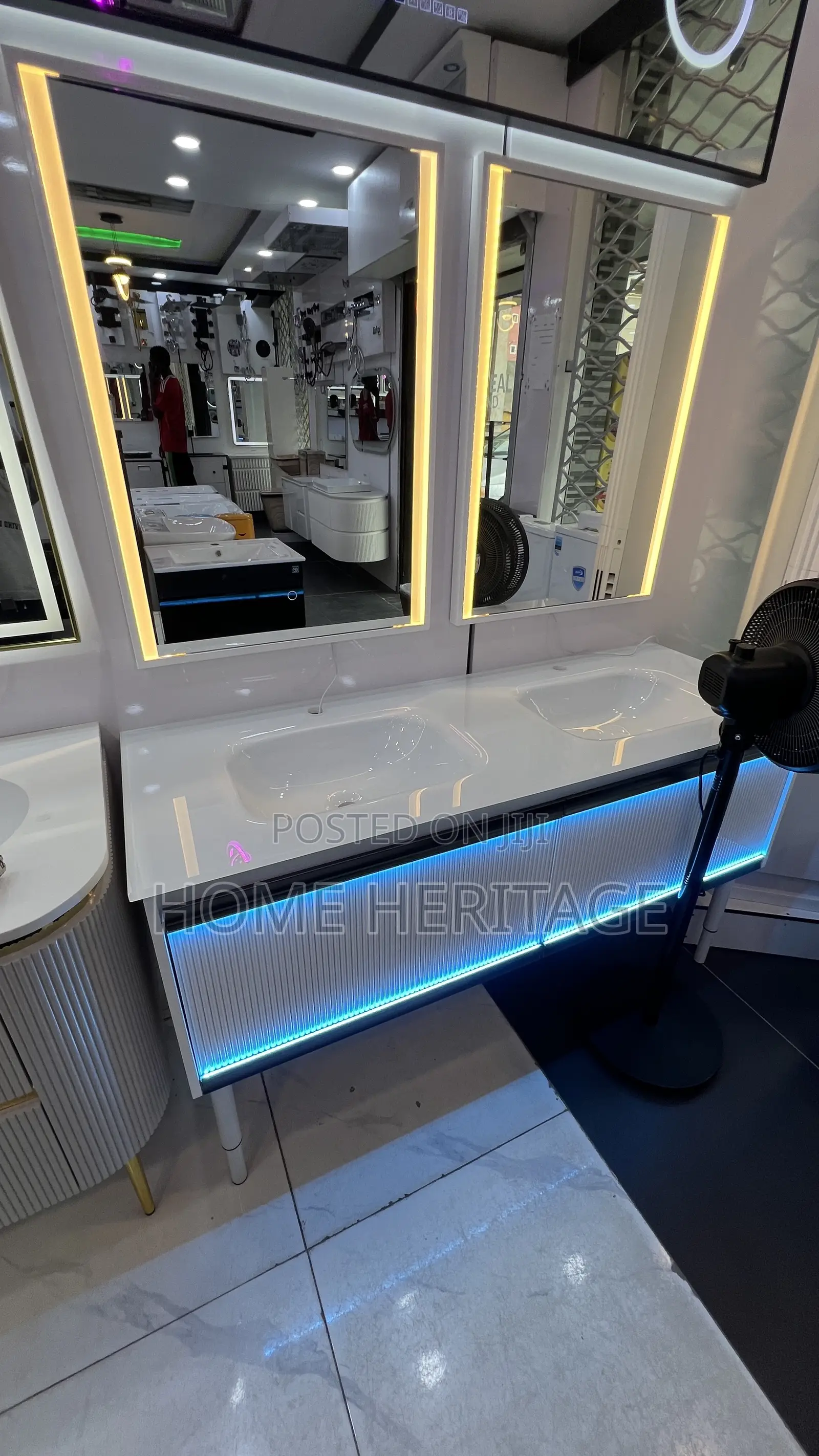 Luxury Double Bathroom Cabinet With Sensor Led Lights Sensor Mirror