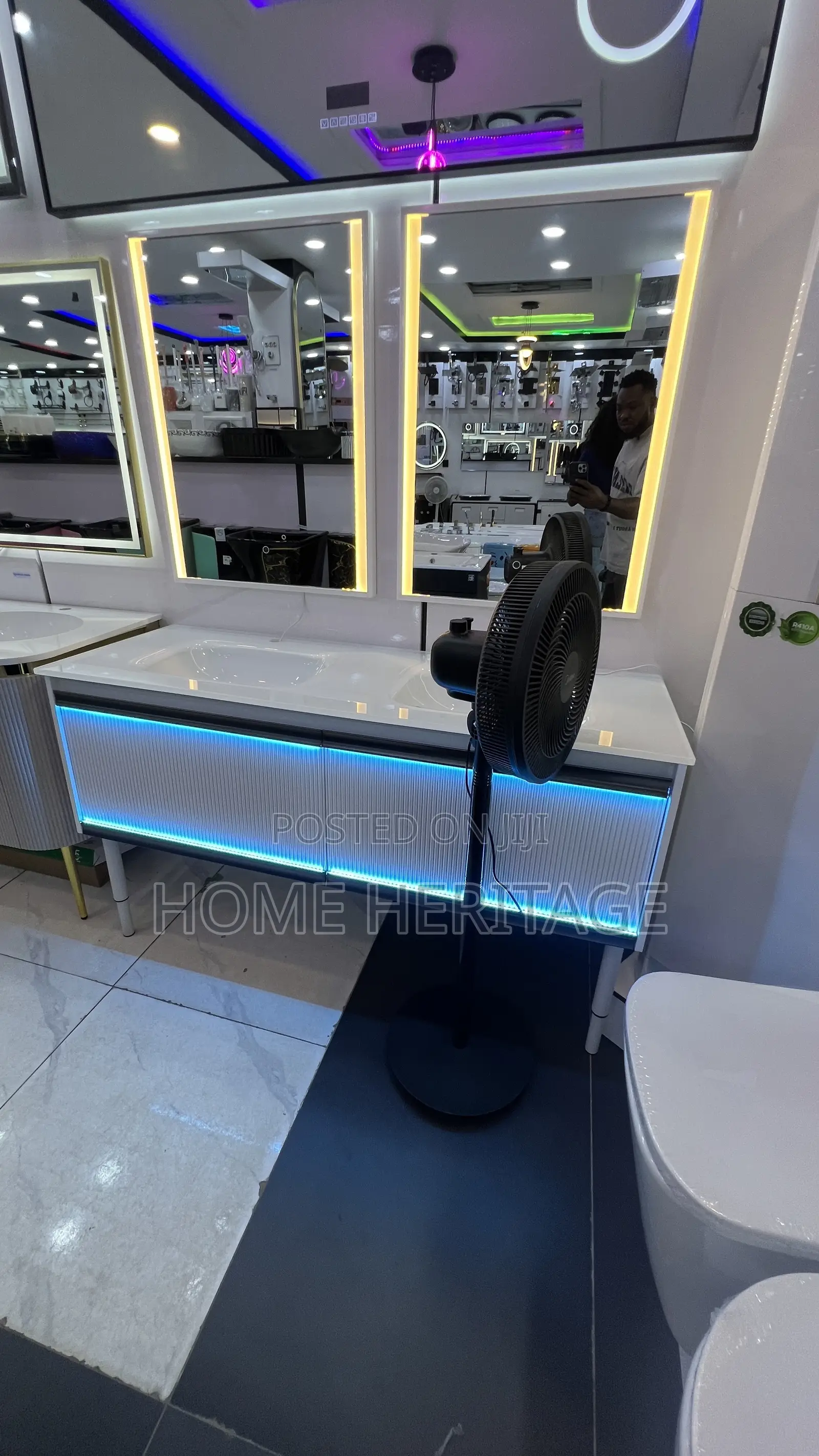 Luxury Double Bathroom Cabinet With Sensor Led Lights Sensor Mirror