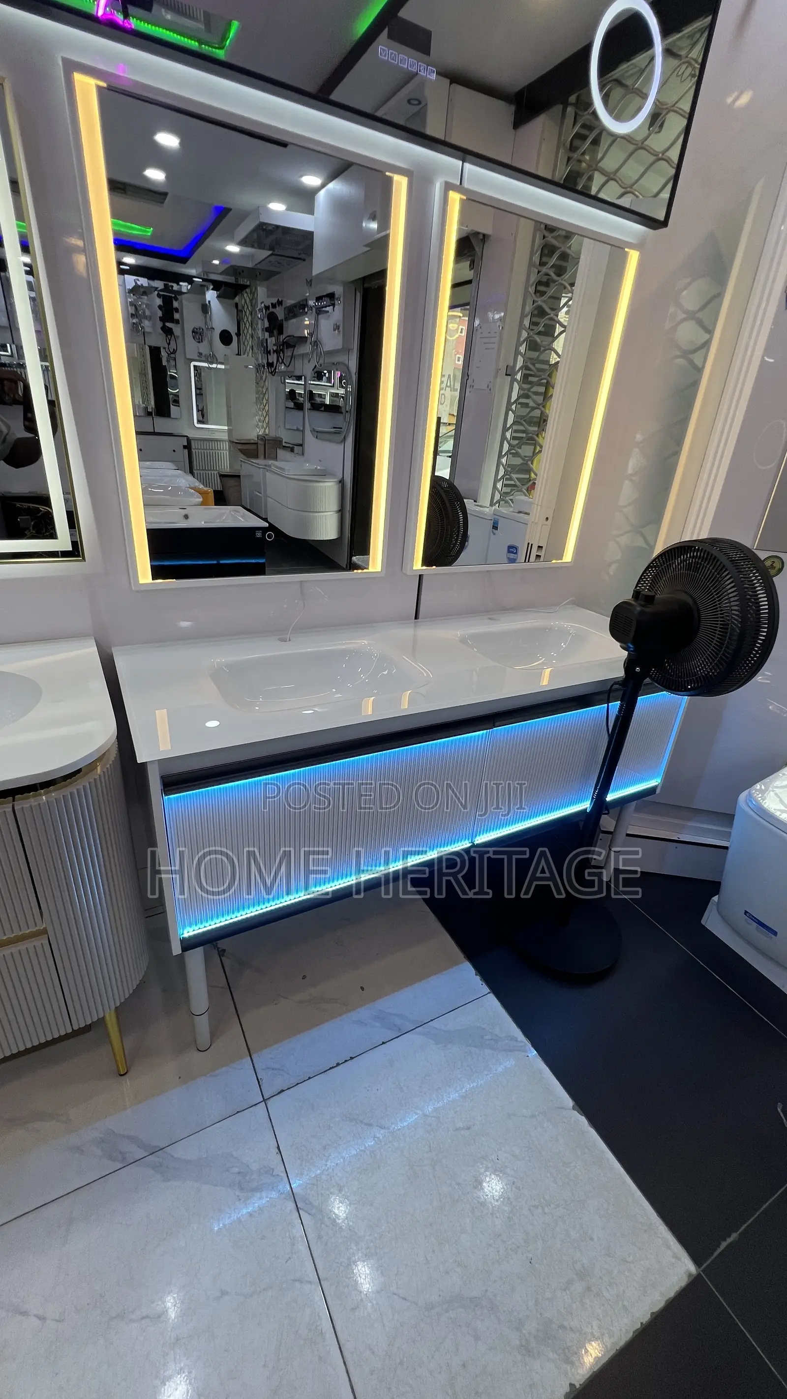 Luxury Double Bathroom Cabinet With Sensor Led Lights Sensor Mirror