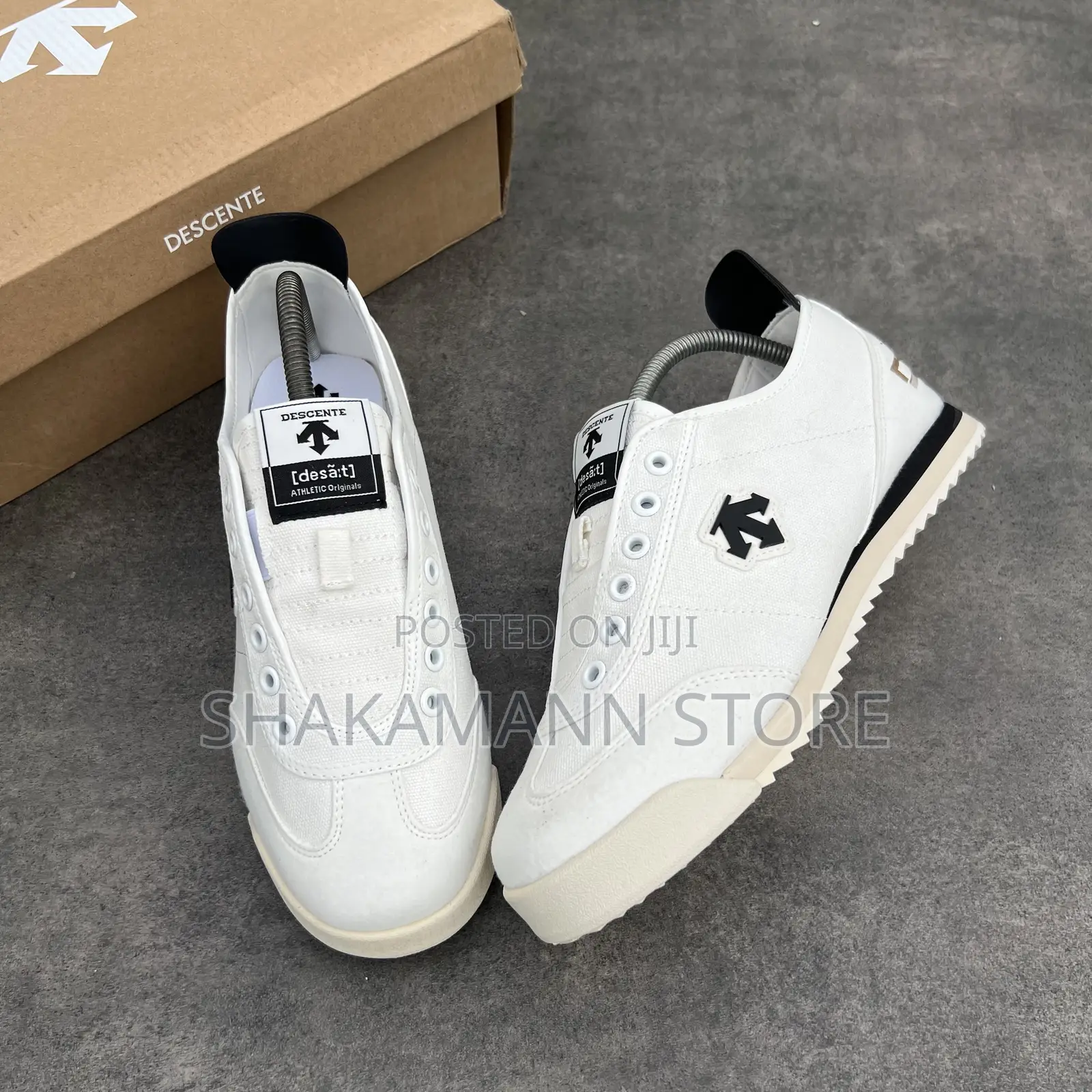 Original Descente Chron Tempo White Slip-on Sneakers, No Lace White