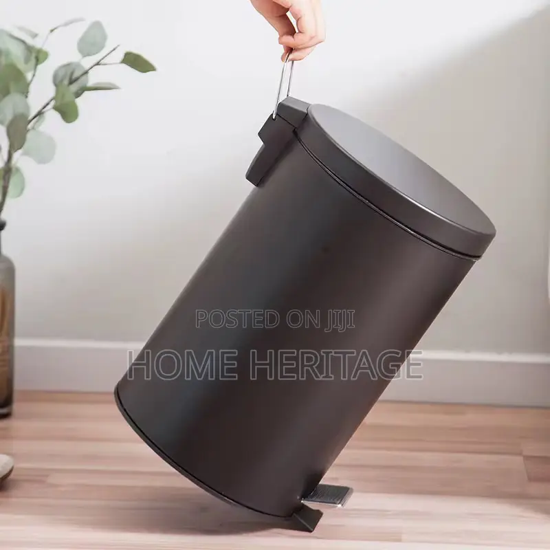 Luxury Pure Matte Black Round Waste Bin – Foot Opening Soft Closing