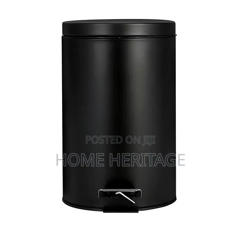 Luxury Pure Matte Black Round Waste Bin – Foot Opening Soft Closing