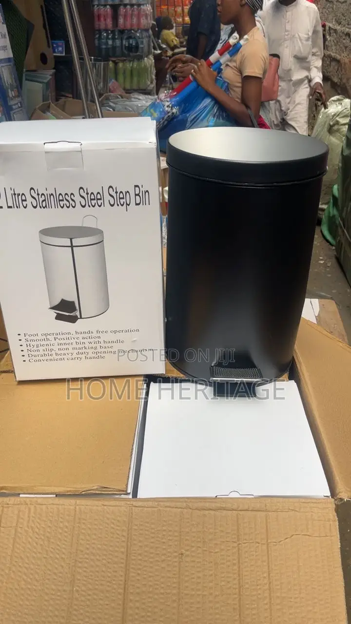 Luxury Pure Matte Black Round Waste Bin – Foot Opening Soft Closing