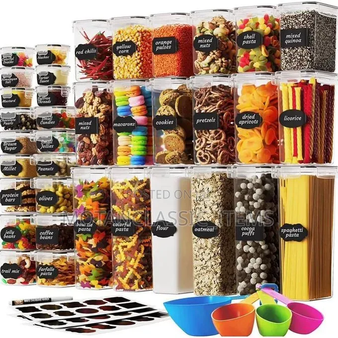 42pcs Airtight Plastic Storage Container (With Label, Spoon, and Pen).