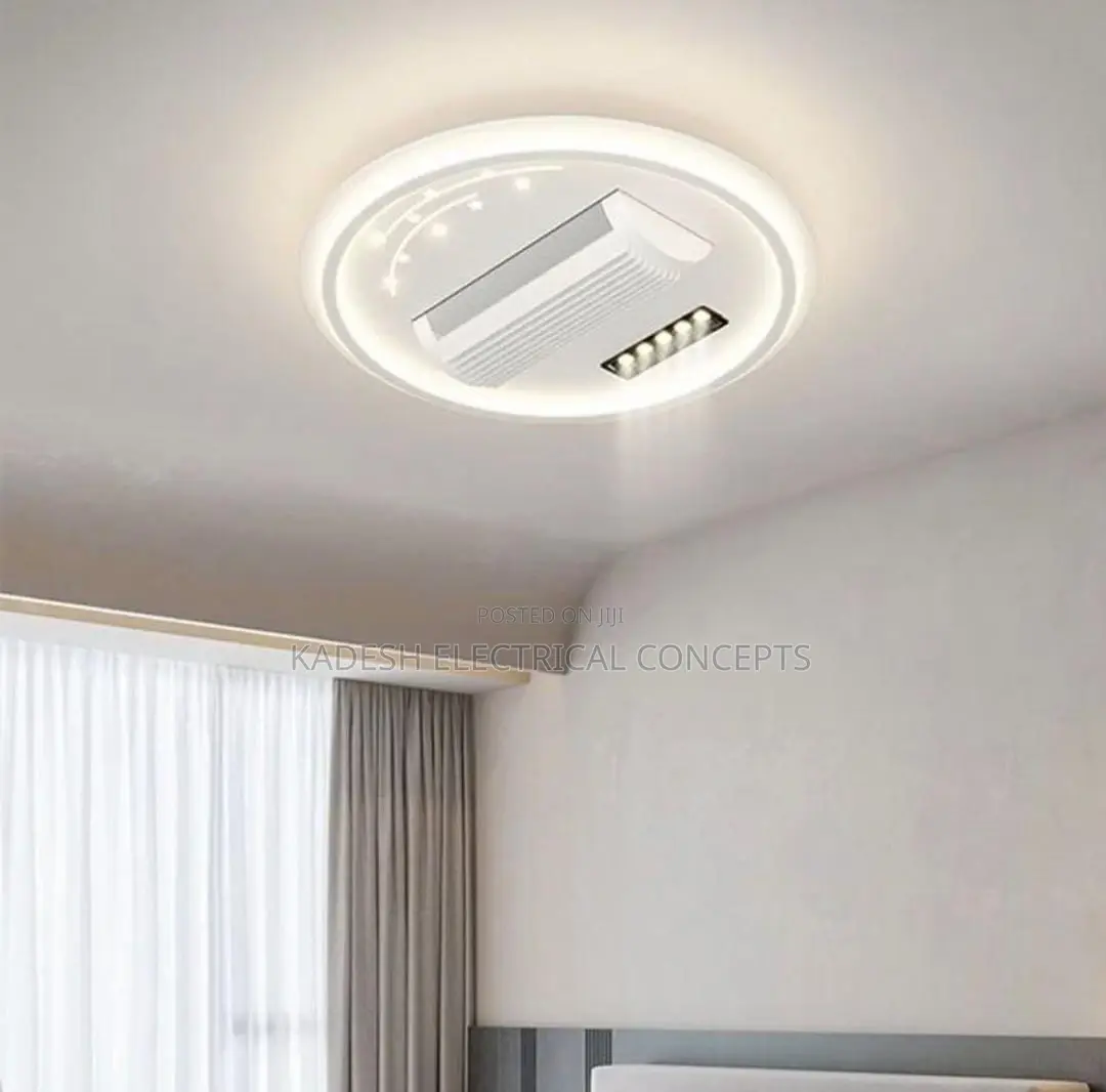 Modern Bladeless Ceiling Fan With Light and Remote Bedroom White